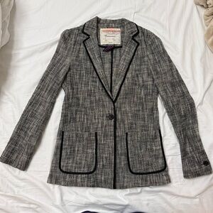 Anthropology Cartonnier Textured Gray Blazer with Black Accents